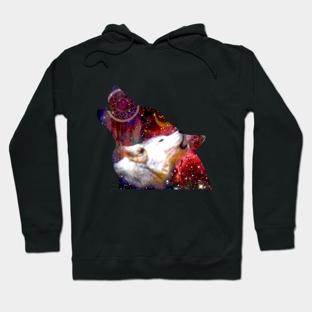Howling Wolf Art Starry Fantasy Hoodie by Africa
